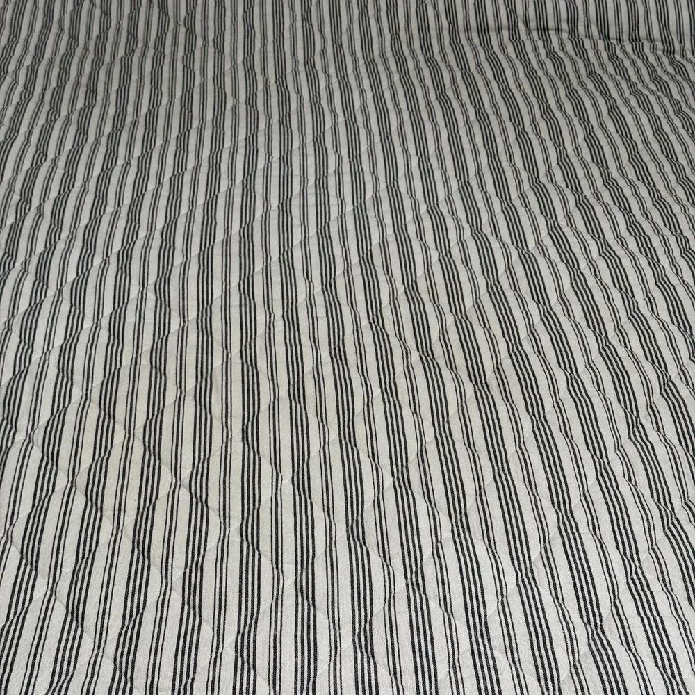 Bee And Willow Colcha Matrimonial Queen Quilt Stripe Linen Look Farmhouse Cotton